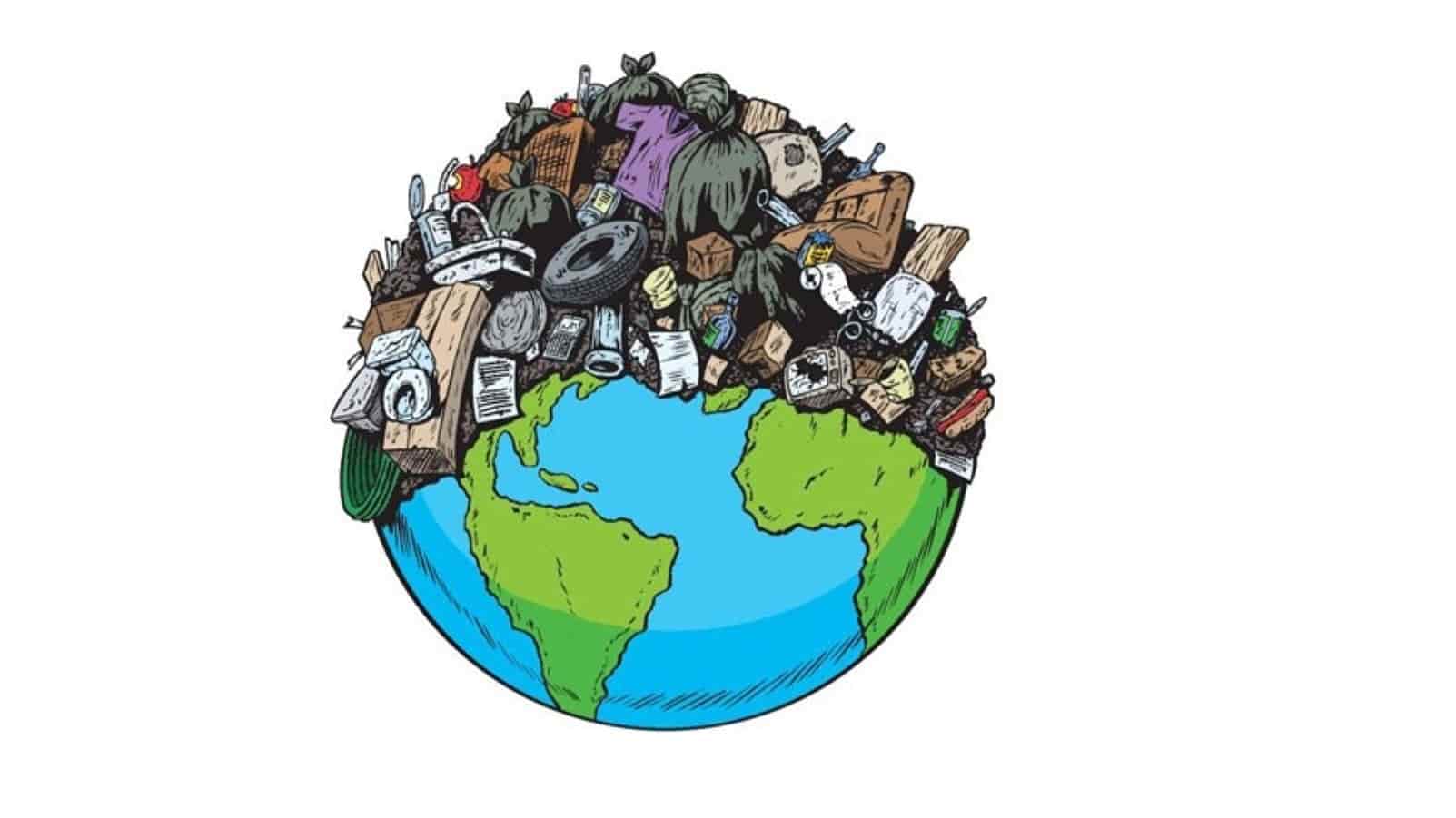 Земной шар в мусоре